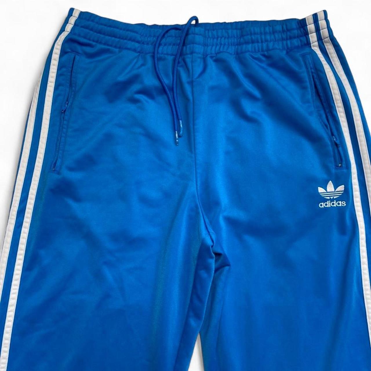 Adidas Originals Blue and White Tracksuit Bottoms (M)