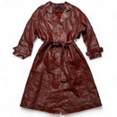 Phase Two Vintage Burgundy Long Fur Lined Trench Coat (2XL)