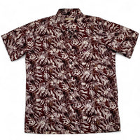 Burberry Brit Brown and White Floral Leaf Prints Short Sleeve Shirt (M)