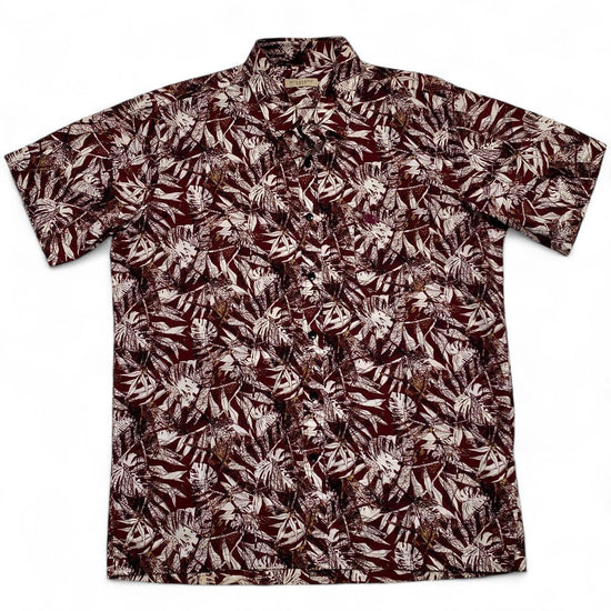 Burberry Brit Brown and White Floral Leaf Prints Short Sleeve Shirt (M)