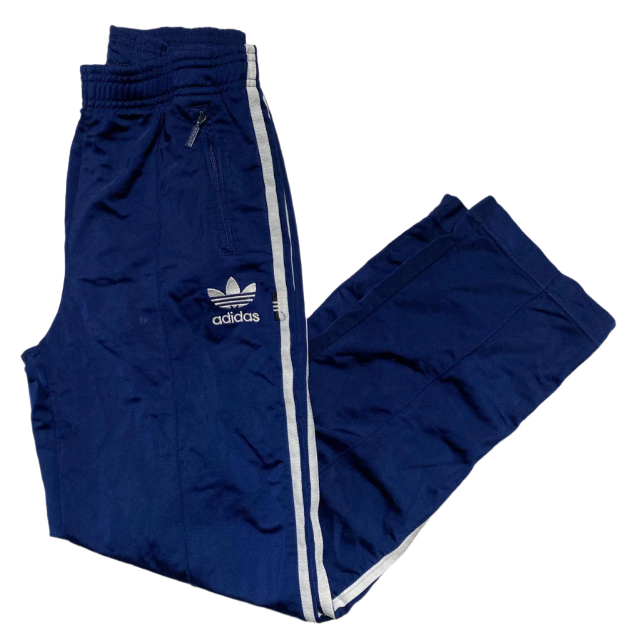 Adidas Vintage Navy and White Trackpant Bottoms (XS)
