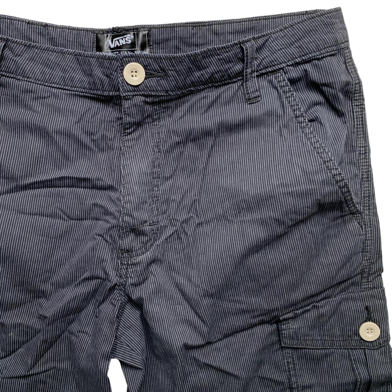 Vans Black and White Pinstripe Cargo Baggy Shorts (34W)