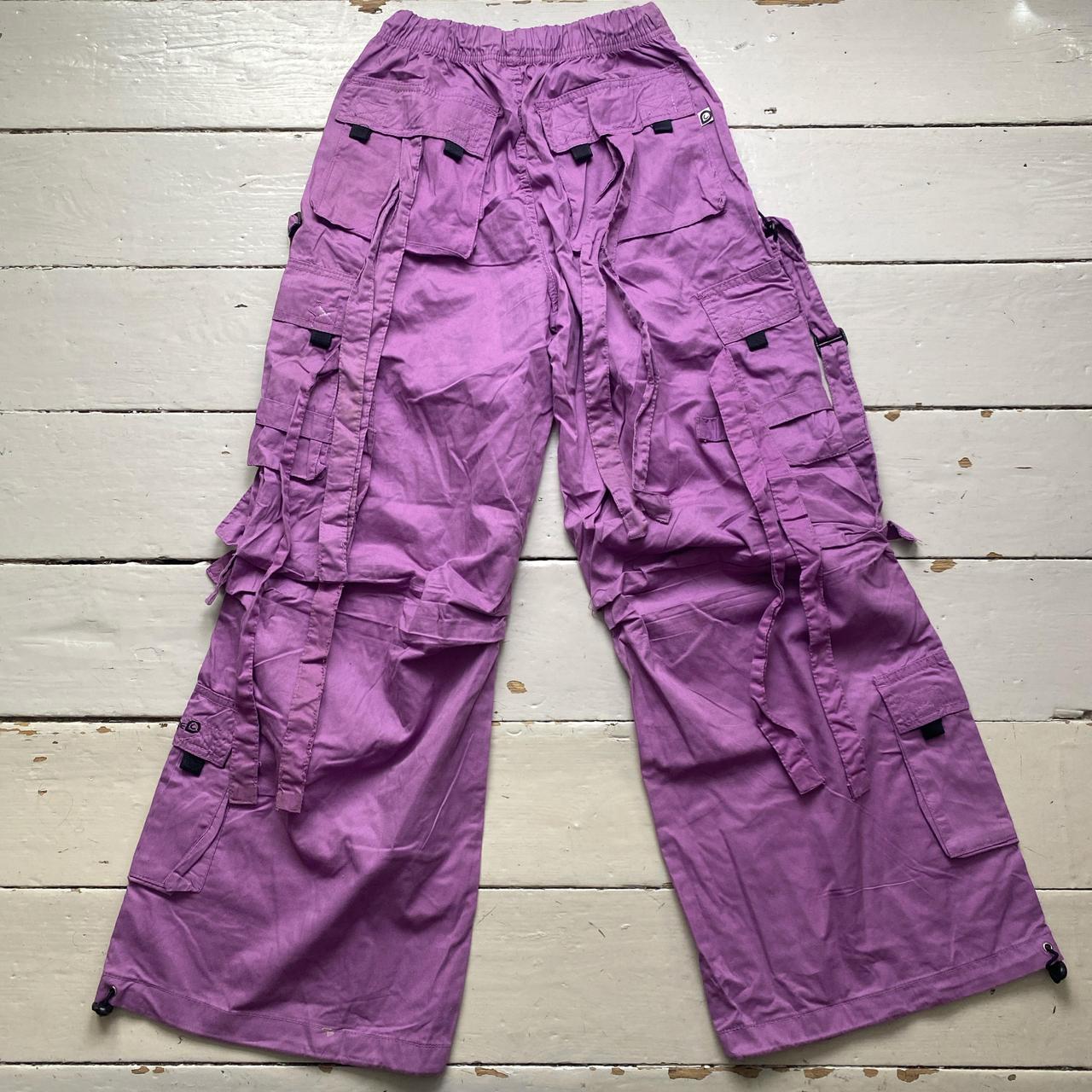 Criminal Damage Carnaby Purple Baggy Cargo Trousers