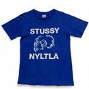 Stussy Vintage Blue and White Skull T Shirt (S)