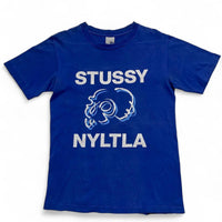 Stussy Vintage Blue and White Skull T Shirt (S)