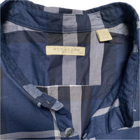 Burberry Nova Check Navy Blue Black and White Long Sleeve Shirt (2XL)