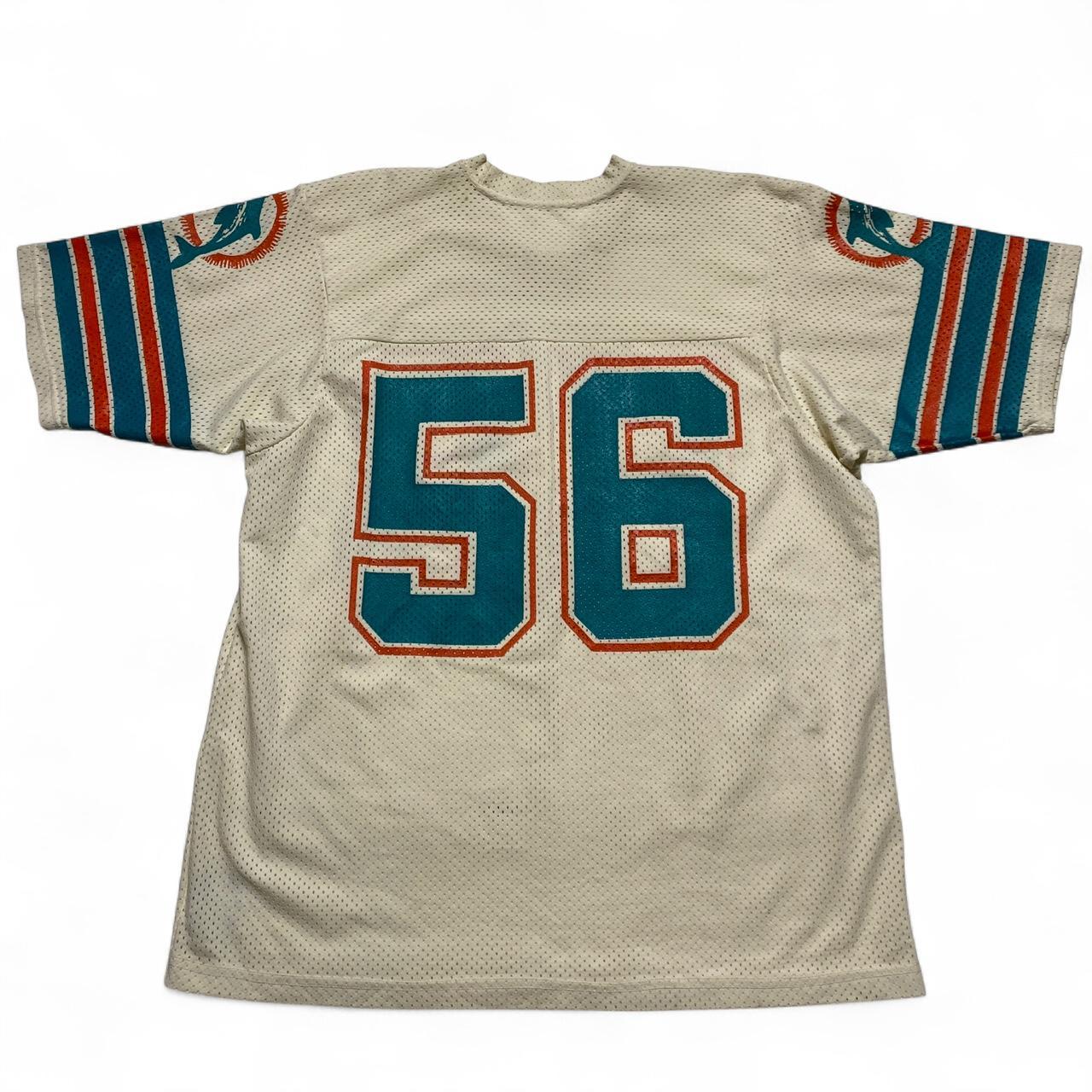 Miami Dolphins NFL 90’s Vintage Cream Orange and Turquoise Jersey (XL)