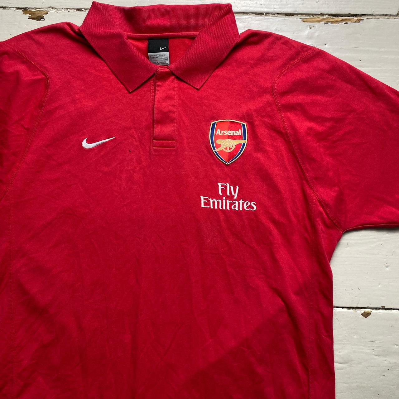 Nike Arsenal Vintage Football Polo Shirt Red and White