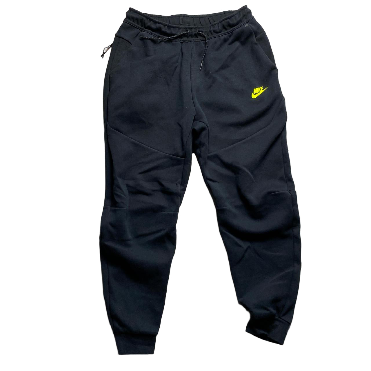 Nike Tech Fleece Black and Neon Green Joggers (M)