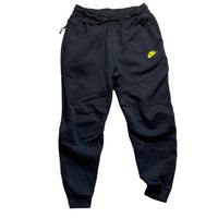 Nike Tech Fleece Black and Neon Green Joggers (M)