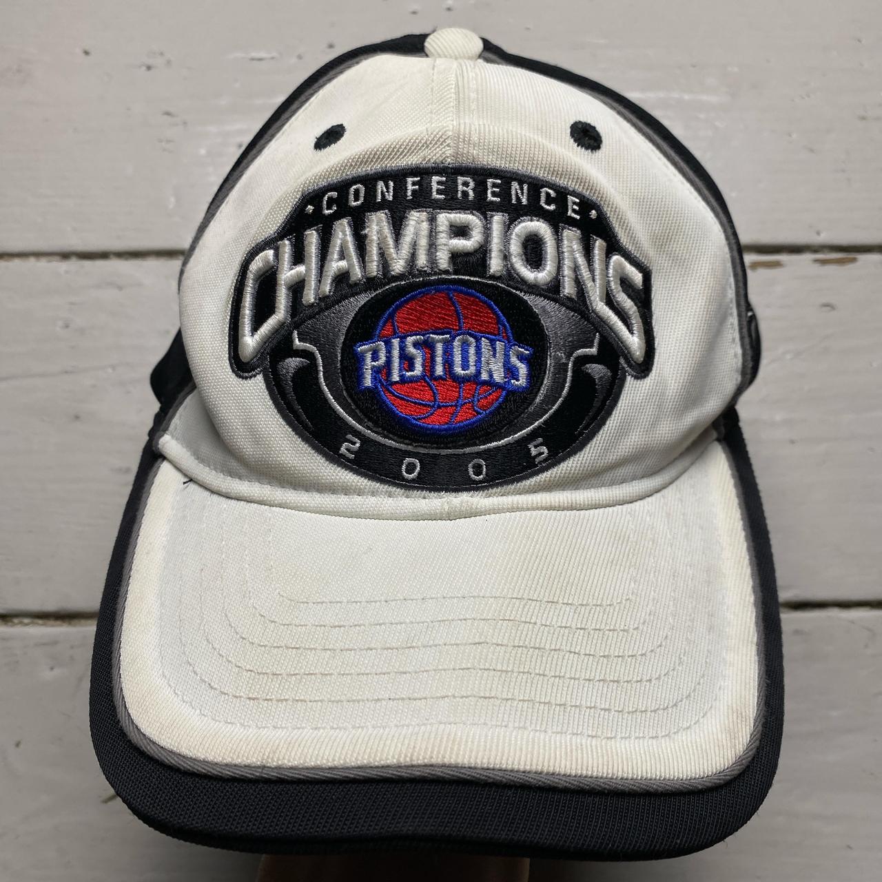 Detroit Pistons 2005 NBA Conference Champions Vintage White and Black Cap