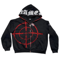 Named Collective Mission Target Diamante Rhinestone Black and Red Hoodie (M)