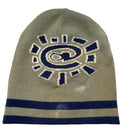 Always Do What You Should Do Khaki Green and Navy Blue Striped Reversible Beanie Hat