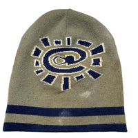 Always Do What You Should Do Khaki Green and Navy Blue Striped Reversible Beanie Hat
