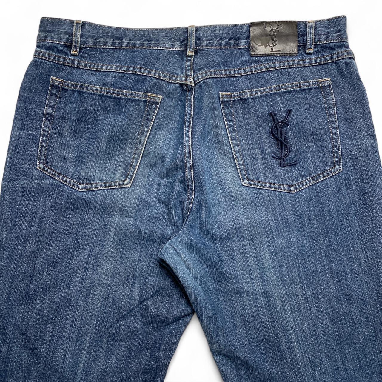 YSL Yves Saint Laurent Vintage Y2K Navy Blue Embroidery Jeans