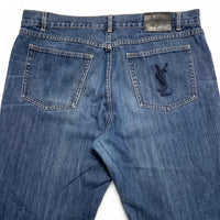 YSL Yves Saint Laurent Vintage Y2K Navy Blue Embroidery Jeans