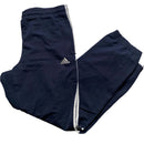 Adidas Navy and White Baggy Trackpant Shell Bottoms (L)