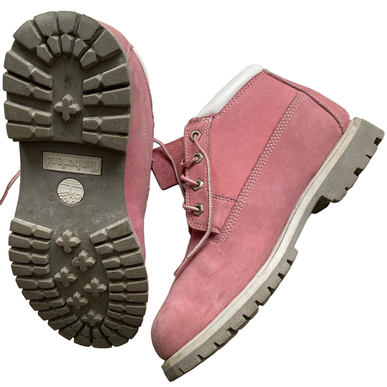 Timberland Pink and White Nubuck Mid Boots (UK 6.5)