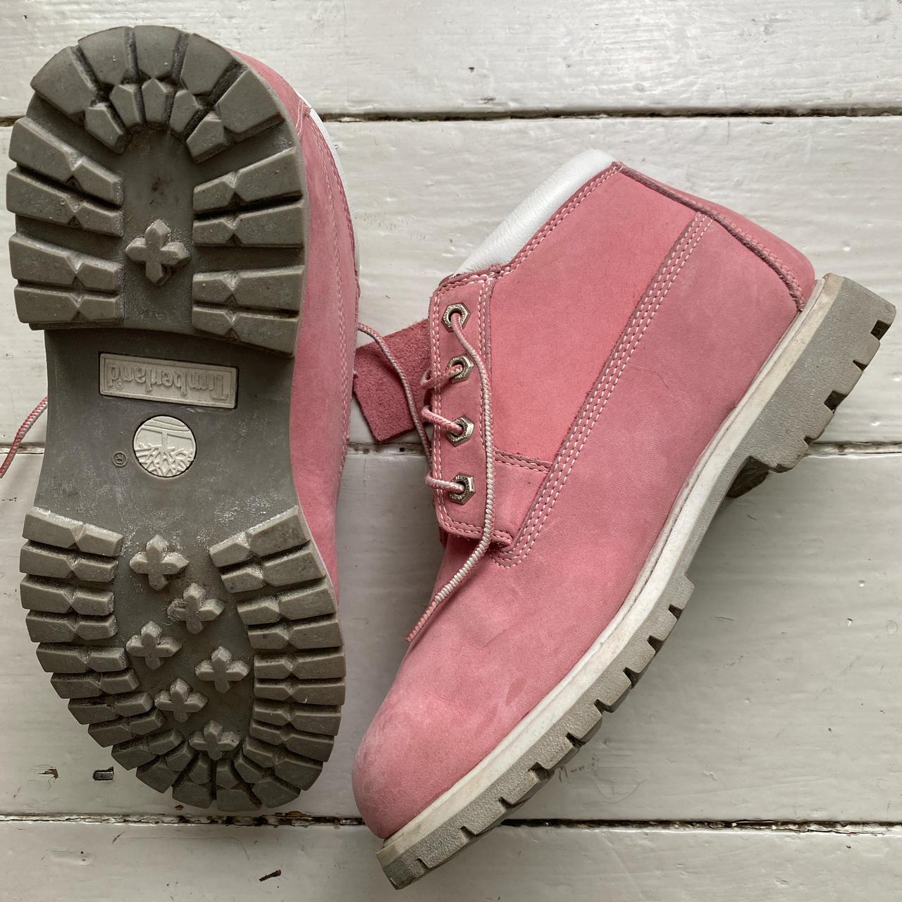 Timberland Pink and White Nubuck Mid Boots