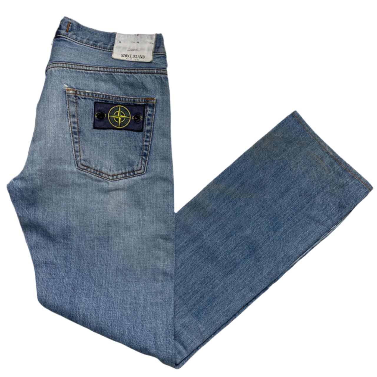 Stone Island Light Blue Stonewashed Distressed Jeans (32W)