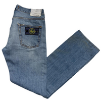 Stone Island Light Blue Stonewashed Distressed Jeans (32W)