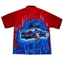 Dragon Japanese Car Mazda Y2K Short Sleeve Red and Blue Shirt (XL)