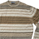 Burberry Burberrys Vintage 90’s Merino Wool Striped Cream and Brown Jumper (L)