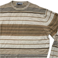 Burberry Burberrys Vintage 90’s Merino Wool Striped Cream and Brown Jumper (L)