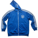 Adidas Blue and White Tracksuit Hoodie Jacket (L)