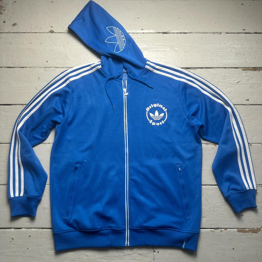 Adidas Blue and White Tracksuit Hoodie Jacket