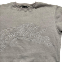 Track Mafia Grey and White Embroidery Stitch Jumper (M)