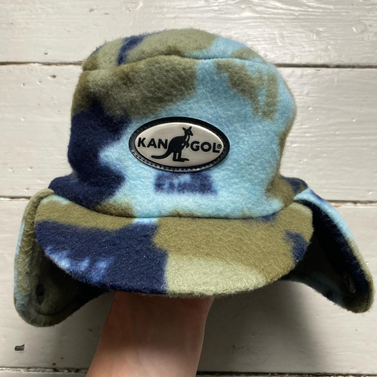 Kangol Dog Ear Fleece Hat Camouflage Green and Blue