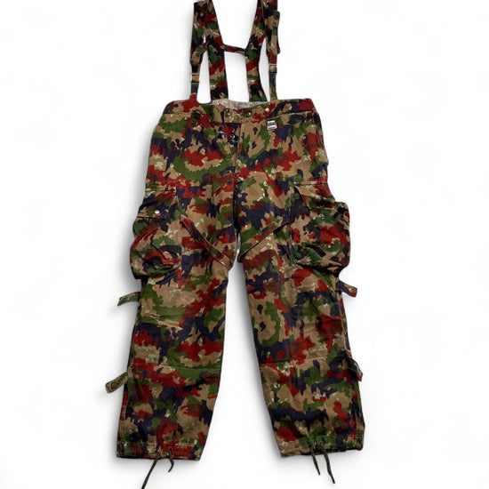 Swiss Camo M70 Camouflage Red Brown and Green Overall Cargo Dungaree Trousers (XL)
