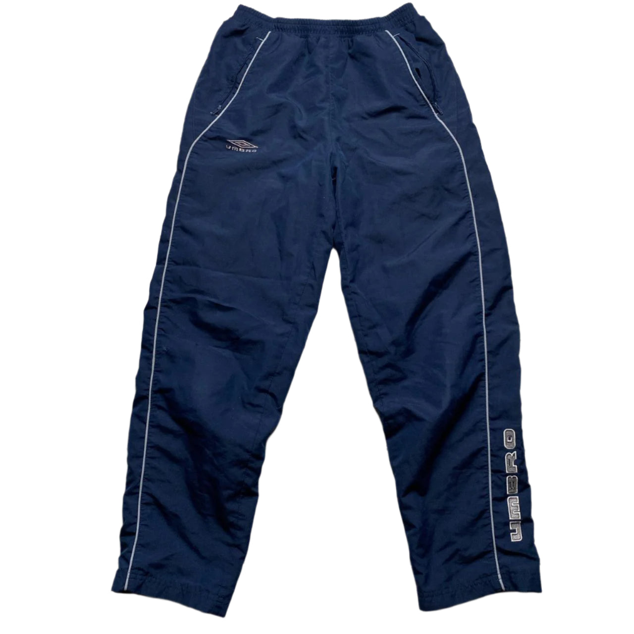 Umbro Navy and White Shell Trackpant Bottoms (S)