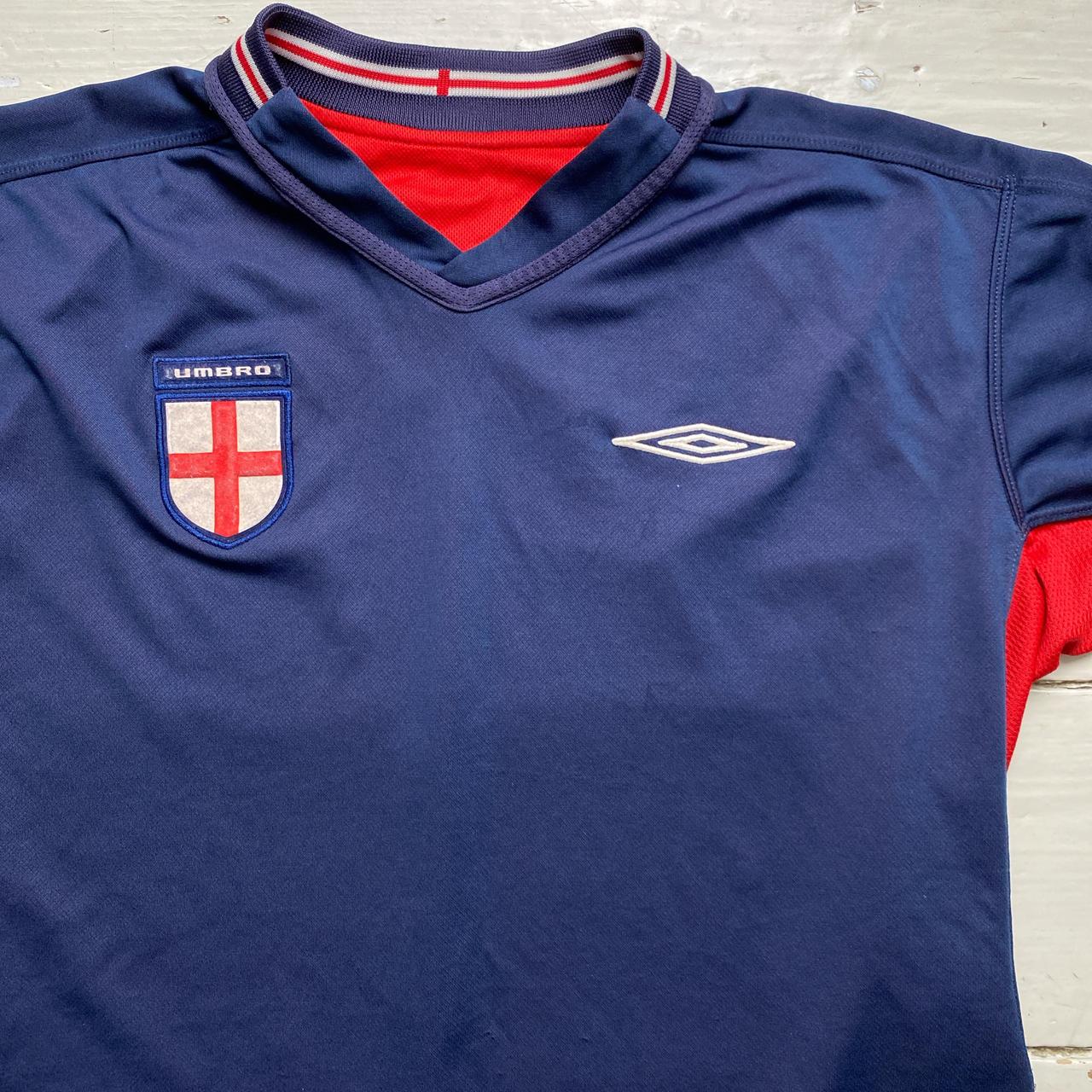 England Umbro Vintage 2004 Red and Navy Reversible Football Jersey