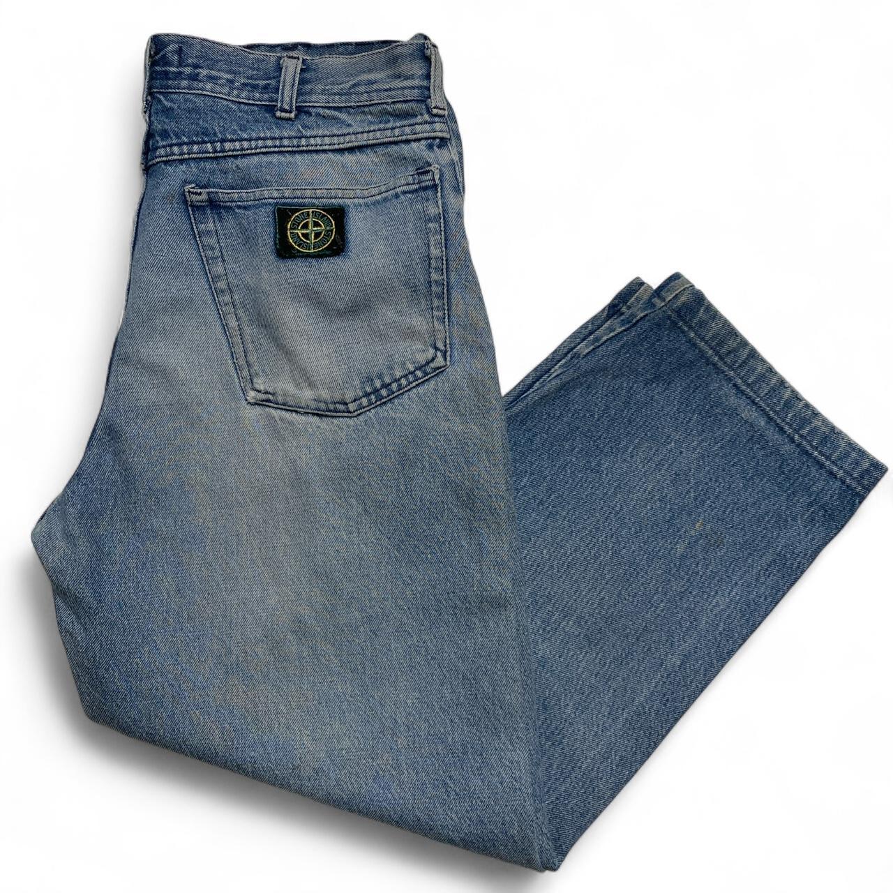 Stone Island Vintage 90’s Square Patch Baggy Light Blue Jeans (32W)