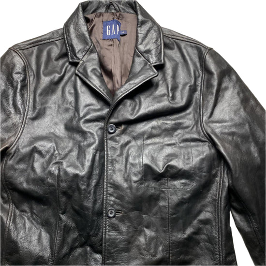 GAP Dark Brown Long Leather Trench Coat Jacket (L)