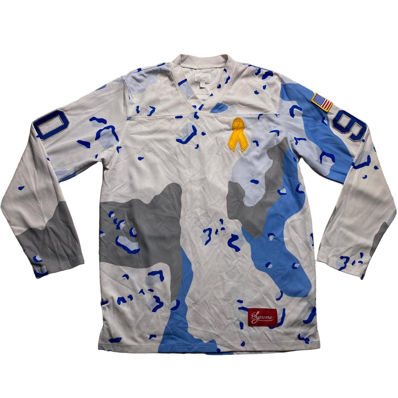 Supreme Desert Camo Light Blue White and Yellow Hockey Jersey (M)
