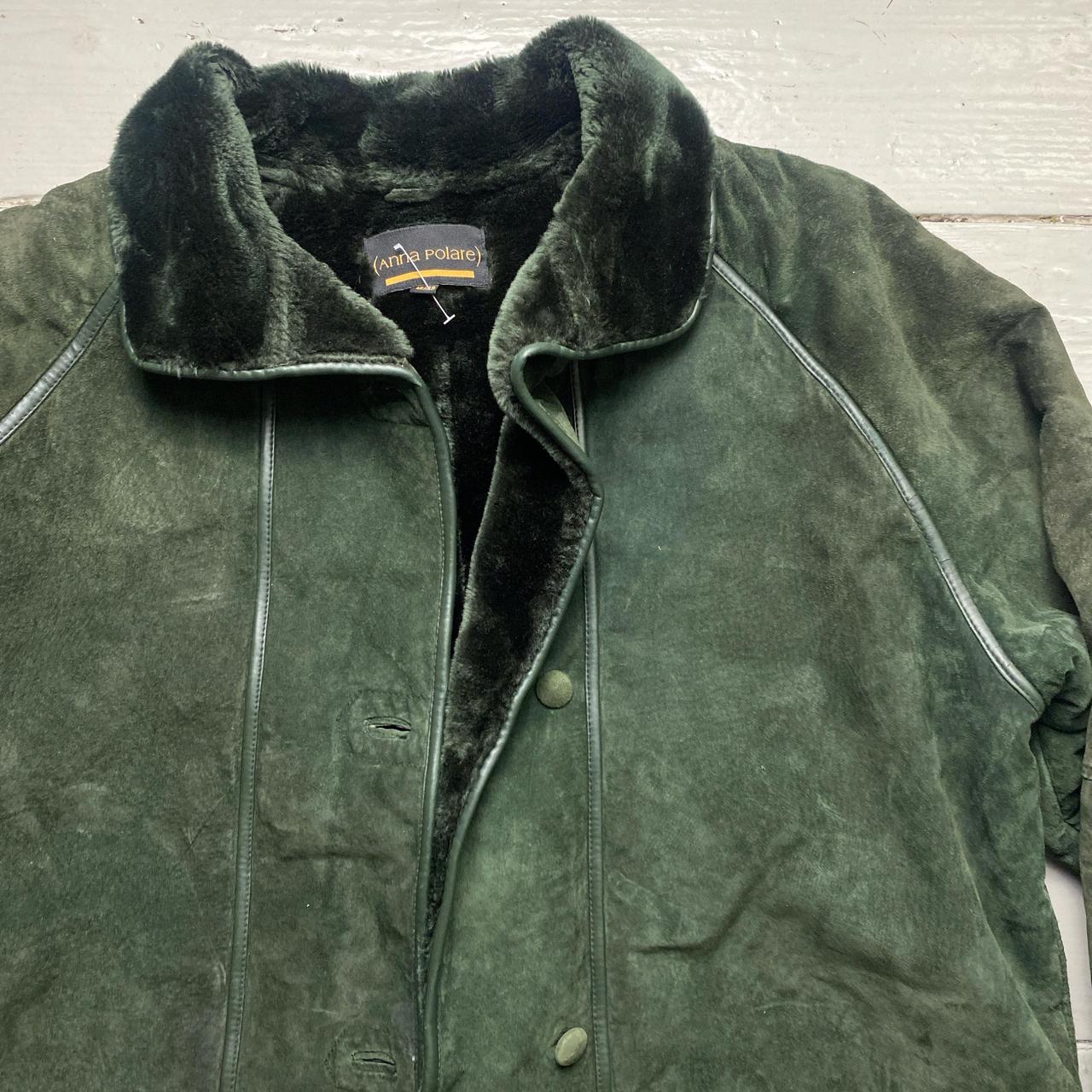 Anna Polare Vintage Green Sheepskin Fur Lined Coat