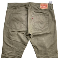 Levis 501 Baggy Khaki Olive Green Jean Trousers (36W)
