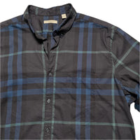 Burberry Brit Nova Check Blue Black and Green Long Sleeve Shirt (2XL)