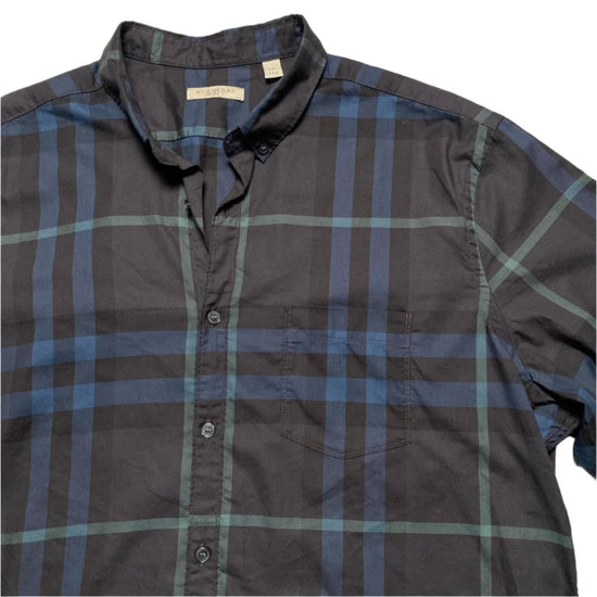 Burberry Brit Nova Check Blue Black and Green Long Sleeve Shirt (2XL)