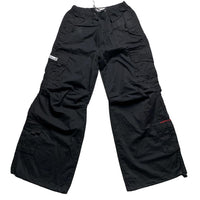 Criminal Damage Black and Red Cargo Baggy Combat Trousers (S)