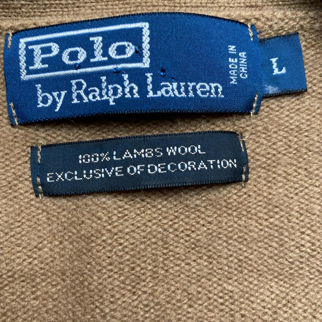 Ralph Lauren Polo Vintage Brown Button Up Lambs Wool Cardigan Jumper