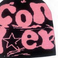 Conquer Black and Pink Beanie Hat