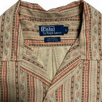 Polo Ralph Lauren Caldwell Tribal Striped Orange and Light Brown Short Sleeve Shirt (L)