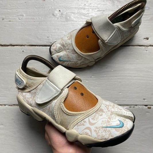 Nike Air Rift Vintage Floral White and Light Blue Tabi Split Toe Trainers