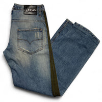 Versace Jeans Couture Vintage Distressed Blue and Green Strip Jeans (34W)