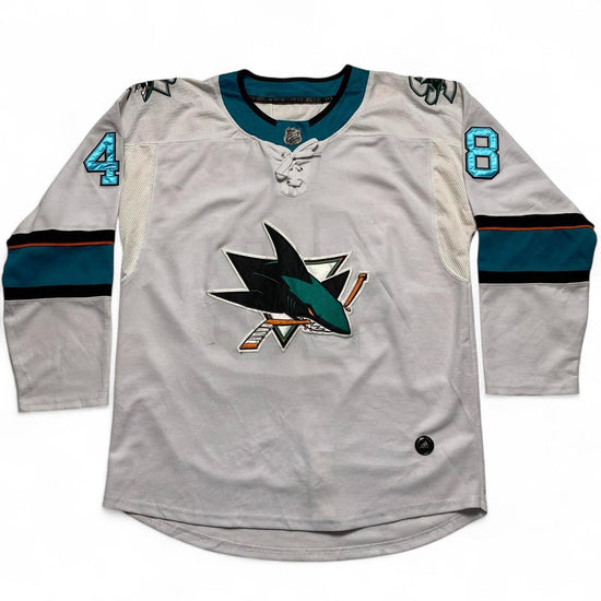 San Jose Sharks Hertl 48 White and Blue Hockey NHL Jersey (XL)