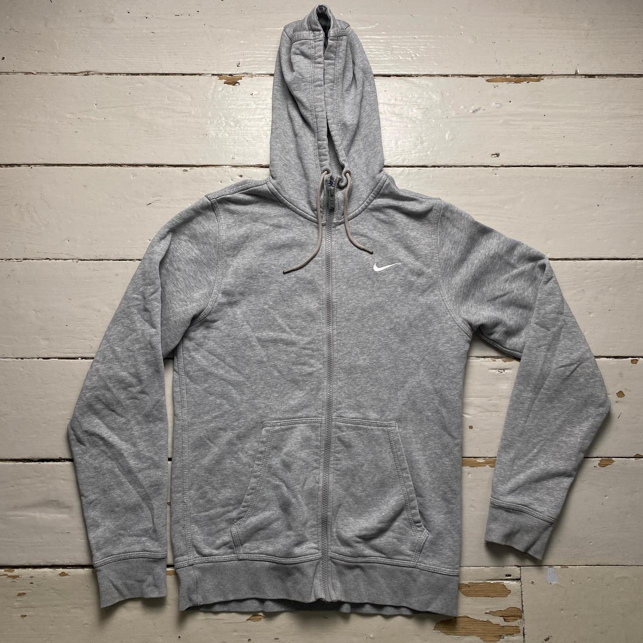 Nike Grey and White Swoosh Hoodie